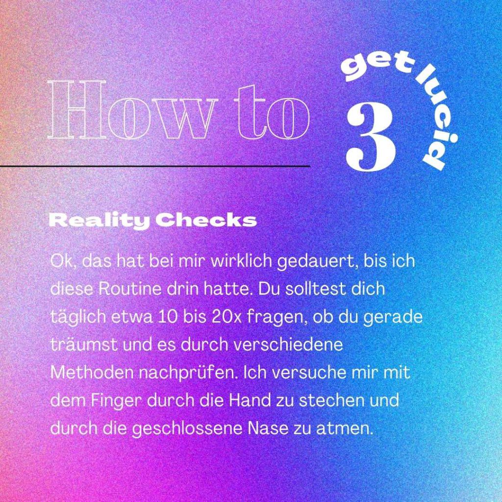 Klarträumen luzides Träumen Inforgrafik Reality Checks