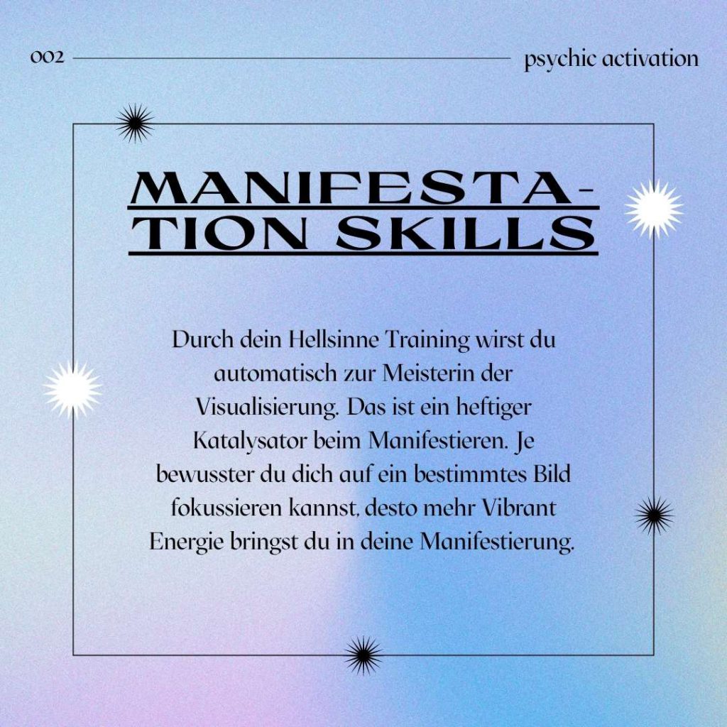 Erfolgreich Manifestieren gelingt durch Hellsinne Training und Visualisierungen, weil du dich immer wieder auf deinen Fokus konzentrierst.