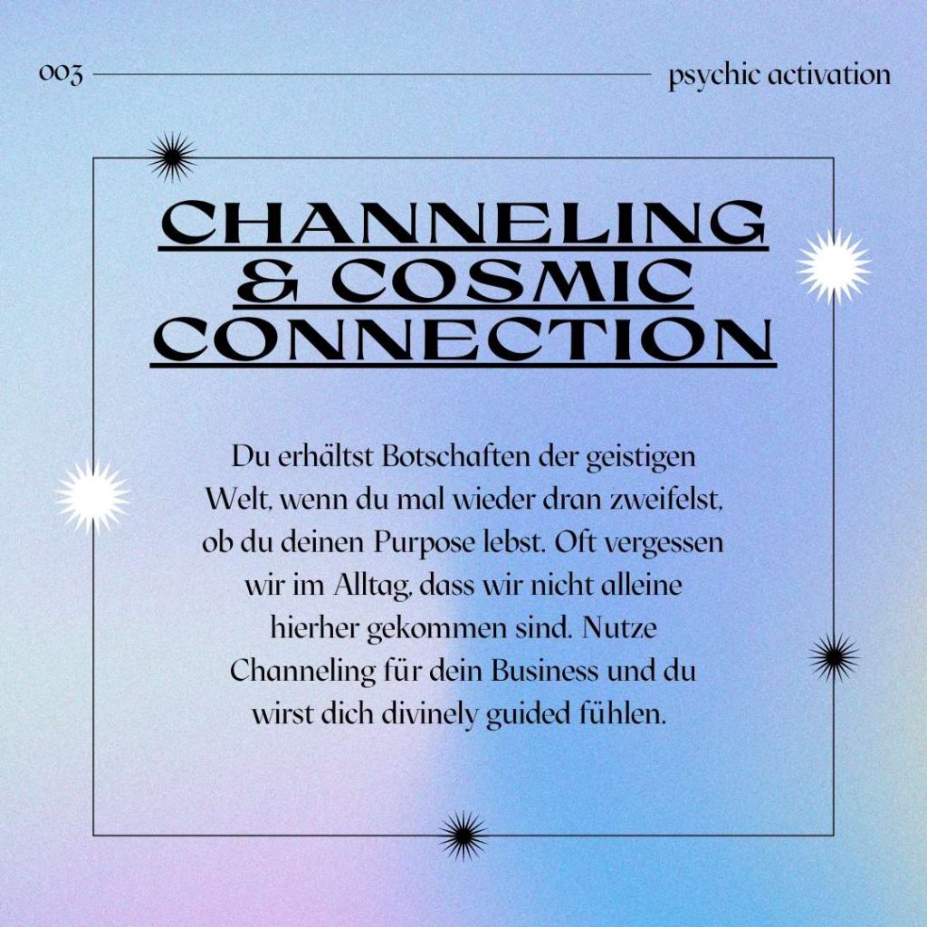 Channelings sind Gespräche und Botschaften aus der geistigen Welt, die dich bei deinem Business unterstützen, wenn du die richtigen Fragen stellst.